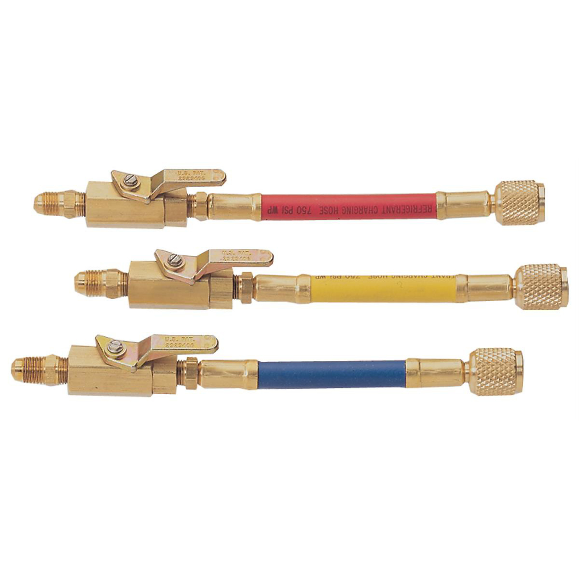 Mastercool A/C Manual Shut-Off Valve Set — 3-Piece, 1/4in. x 1/4in., Ball Valve Design, Model# MSC90262